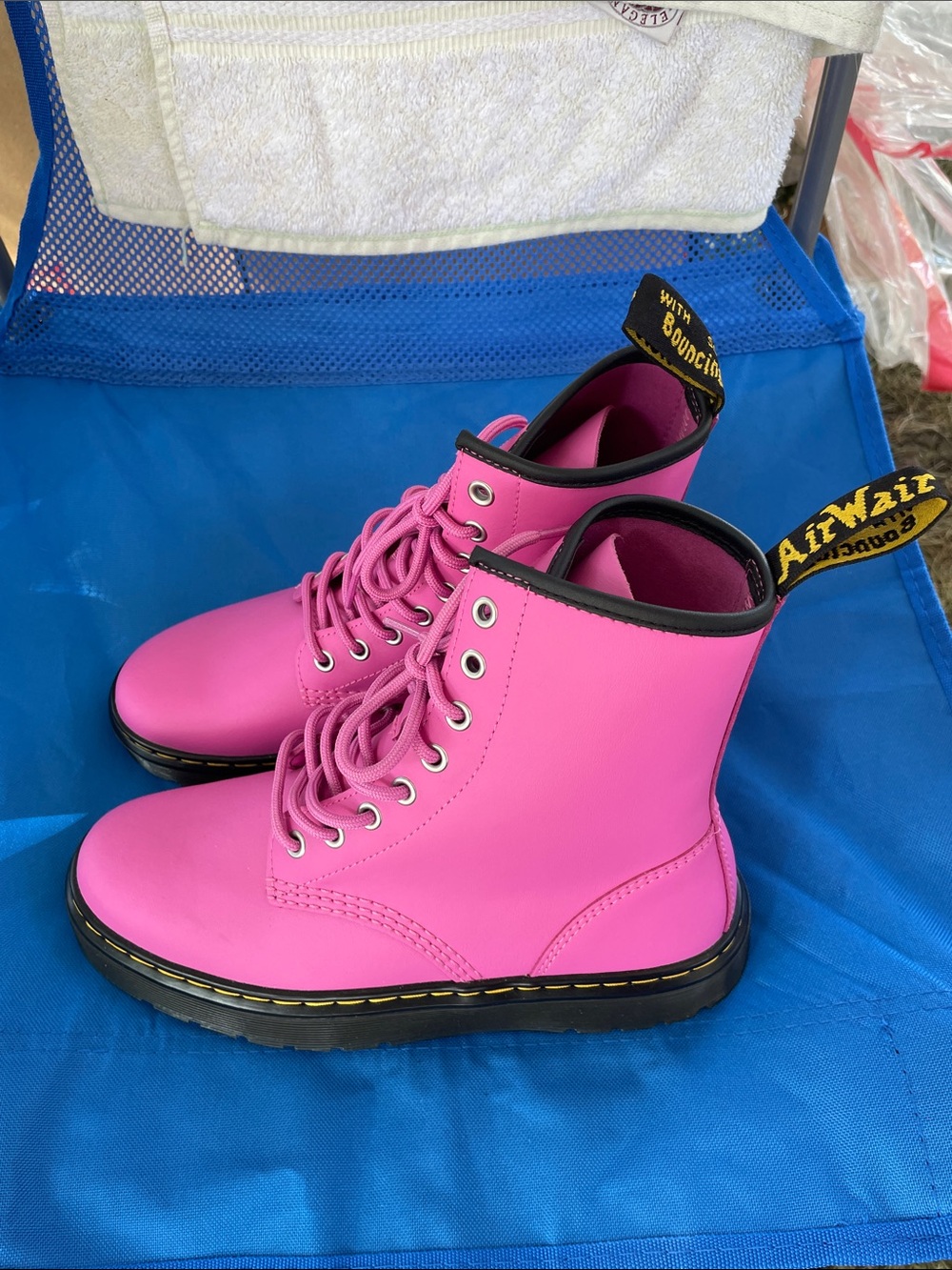 Dr. Martens Women's Hot Pink Lace-Up Combat Boots